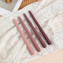 4pcs/Set Multicolor European Style Tall Tapered Odorless Smokeless Candles, Wedding Anniversary Candlelight Dinner Decor, Christmas Event Venue Decor, Suitable For Halls, Exhibitions, Elegant Gatherings - Red, Pink, Blue, Green, Orange, Multi-Color Series