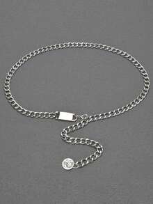 1 件优雅铅合金链腰带，夏季时尚连衣裙腰链，欧美风格 - 銀色 - 查看 1