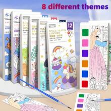 1pc Watercolor Memo Note Painting Book, Coloring Book, Drawing Book, Educational Drawing Practice Notebook, Handmade Stress Relief Painting Book, Creative Doodle Painting Book. Interesting And Simple, Cultivates Drawing And Hands-On Ability, Enhances Focus And Imagination. Suitable As Christmas, Birthday, Party, New Year, Halloween Gift. - Multicolor - View 2