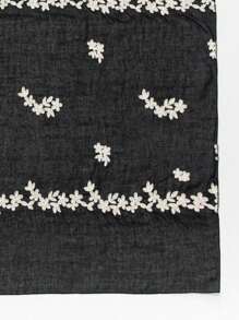 1pc Women Fashionable Spring & Autumn Casual Embroidered Floral Pattern Scarf Shawl Headscarf, Suitable For Everyday Wear