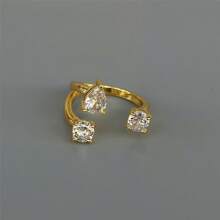 VKHK Set de 2 inele deschise de lux, strălucitoare, cu zirconiu, încrucișate, potrivite pentru ținutele de zi cu zi și de nuntă ale femeilor, cadou