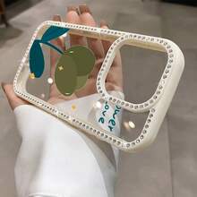 Funda para teléfono (1 unidad) Diseño sencillo con flores y purpurina | Funda brillante para phone 11/12/13/14/15/16 - Blanco - Ver 3