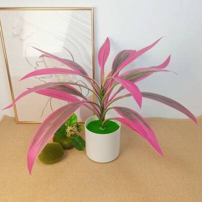 1 Pot Kunstmatige Paarsrode Boston Varenplant met 17 Bladeren, Regenwoudthema, Geschikt voor Bruiloften, Feesten, Tuinen, Hotels, Fotografie en Verjaardagscadeaus, Uitstekende Decoratie voor Pasen, Moederdag, Afstuderen, Memorial Day