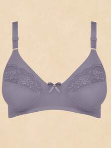Sutiã Plus Size sem Bojo Reforçado Sustentação de Cetinete - Lavanda - Visão 4