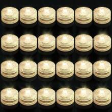 Mini Submersible LED Light, 24pcs Red Waterproof Flameless Candles Tealights, Underwater Batteery Powered Tea Lights For Wedding Home Vase Festival Party Decoration