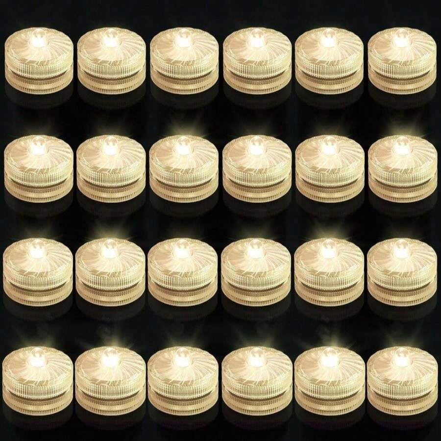 Mini Submersible LED Light, 24pcs Red Waterproof Flameless Candles Tealights, Underwater Batteery Powered Tea Lights For Wedding Home Vase Festival Party Decoration