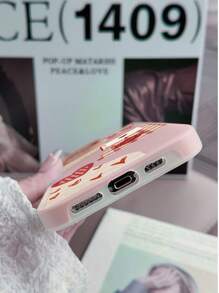 1 pieza Funda de teléfono suave 2 en 1 a prueba de golpes y resistente al agua, con diseño de corazón rosado pastel, compatible con Apple