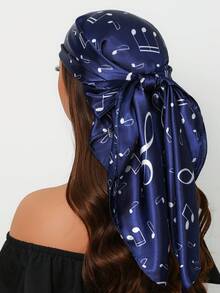 1pc Bohemian Paisley Print 35.4 Inch Square Scarf, Versatile Bandana For Women To Use As Headband, Hair Wrap, Shawl, Suitable For Casual & Street Style, Outdoor UV Protection - Black - View 7