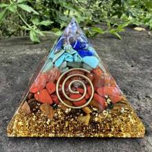 Boho Resin Geometric Pyramid Decor Large 6.5cm - Aesthetic Crystal Obelisk Shelf Decor, Zen Office Ornament, Spiritual Gift For Women Men,Nique Gift Idea For Housewarming Office Desk Display