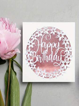 1pc Popup Flower Happy Birthday Wedding Invitations Metal Cutting Dies Stencil Template Die Cut Scrapbooking Embossing Dies Art Decoation Craft Knife Mold