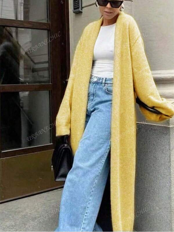 Chaqueta larga de lana y cárdigan largo de unicolor versátil de mujer para otoño e invierno, cómodo y adecuado para el ocio, la vida diaria, las citas, el hogar, la oficina, las fiestas, los festivales, las compras, Halloween, Navidad, Acción de Gracias, vacaciones/ropa de mujer para el otoño/blusas Y2K /estilo urbano/punk