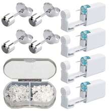 5pcs Ear Piercing Kit With Plastic Earrings For Ear Infection,Disposable Ear Piercing Gun Built-In Earrings Stud