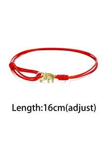 1 chiếc vòng tay hình voi dây đỏ mạ vàng bạc 925, vòng tay bùa may mắn có thể điều chỉnh, trang sức tâm linh không gây dị ứng, món quà hoàn hảo dành cho phụ nữ. - Vàng - Xem 3