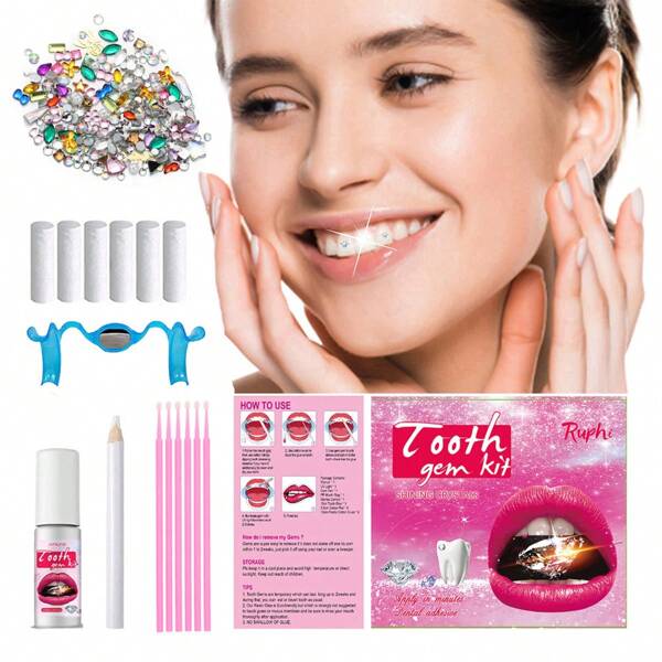 Xanight Professional DIY Tooth Gem Kit, Holiday Party Decoration Make Up Jewelry Accessories For Women, Personality Gift For Mother's Day And Valentine's Day, Teeth Gemstone Kit For Holloween Christmas