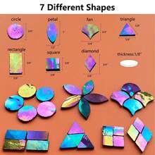 7 Shapes Iridescent Glass Mosaic Tiles For Crafts, 280g Stained Glass Sheets For Home Decor, Mosaic Pieces For Mosaic Projects ( Iridescent Black) - Universal - View 6