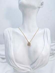 DROP NECKLACE WITH MINI ZIRCONIA HIGH QUALITY SEMI-JEWELLERY PLATED IN 18K GOLD. - 金色 - 查看 4