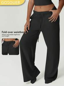 GOSOUER 女士夏季轻薄透气腰部抽绳直筒裤休闲运动慢跑裤