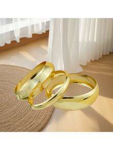 3 件时尚光泽几何简约手镯套装，适合女士