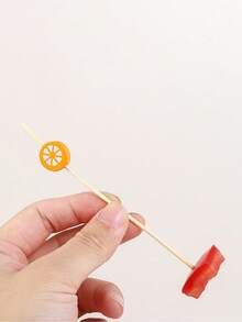 50 st. kreativa och söta engångstandpetare för frukt med orange mönster för KTV, hotelltandpetare för frukt och tårta, provsmakningstandpetare