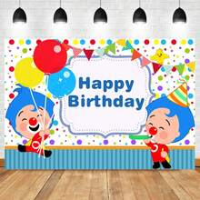 Cartoon Plim Backdrops Mi Primer Añito Kids Boys First Birthday Party Decoration Circus Balloon Rainbow Photography Backdrops (Multiple Styles) - Style 4 - 查看 1