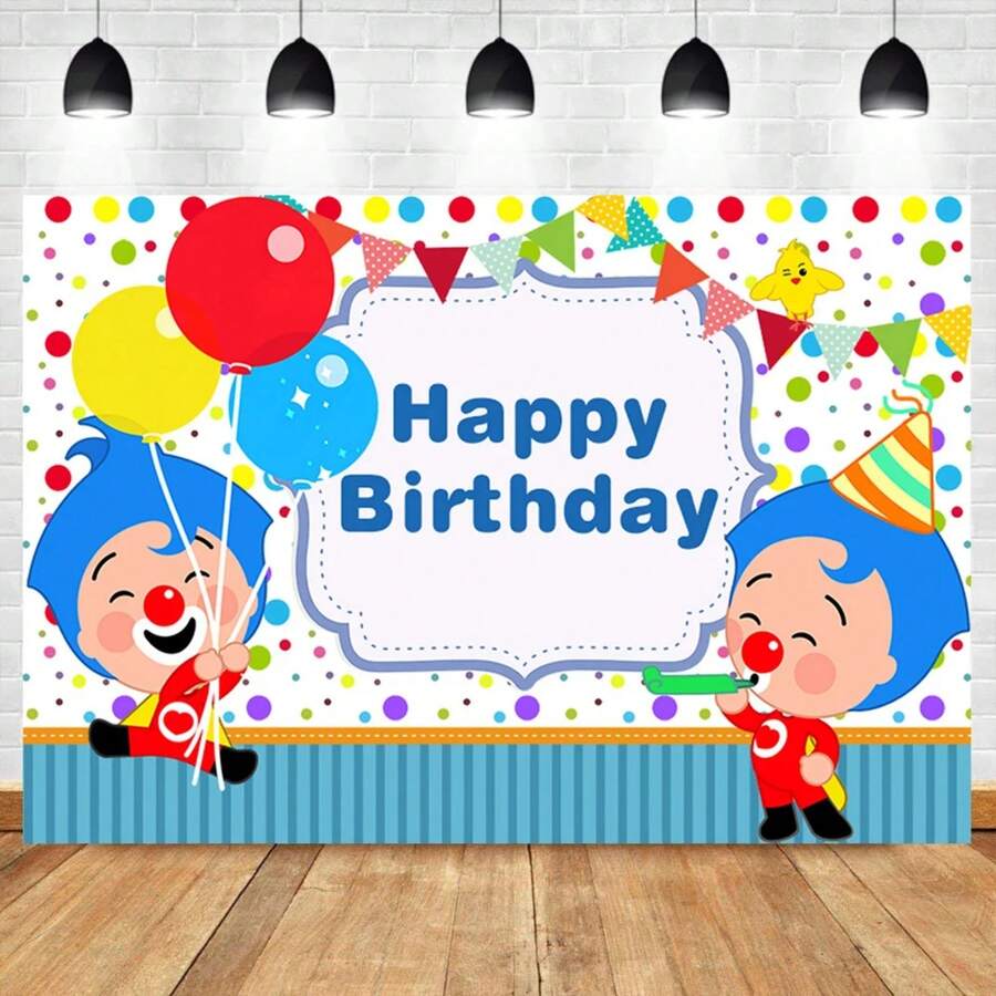 Cartoon Plim Backdrops Mi Primer Añito Kids Boys First Birthday Party Decoration Circus Balloon Rainbow Photography Backdrops (Multiple Styles) - Style 4 - 查看 1