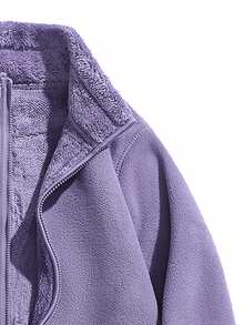 Damen Lässig Tiger Puppen Fleecejacke, einfarbig minimalistisch, vielseitige Oberbekleidung