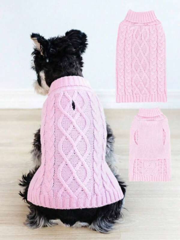 Chandail à col haut en tricot à motif diamant pour chiens et chats, chaud pour l'automne/l'hiver