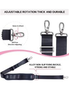 UOZL 59英寸通用可调节肩带，带加厚肩垫和双平衡扣，360度旋转金属钩，适用于公文包、斜挎包、电脑包、行李箱包 - 彩色 - 查看 4