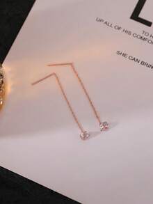 Nooxian 1 对女士几何圆形铜流苏耳环（无礼盒） - 玫瑰金 - 查看 7