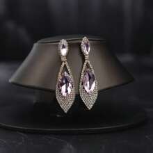 1 Pair European & American Style Crystal Zirconia Pendant Earrings, Suitable For Women's Party Wear, Elegant & Versatile
