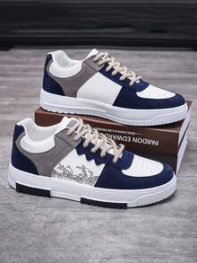 新款男士运动鞋，时尚韩版滑板鞋，四季透气休闲运动鞋，平底一脚蹬鞋，适合圣诞节、新年、情人节假期（新鞋底标志和图案设计随机搭配）