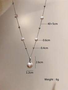 1 件法国轻奢珍珠吊坠锆石项链，尽显奢华感，时尚气质，轻奢百搭锁骨链，适合女性日常佩戴 - 珍珠項鍊 - 查看 2