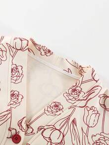 2pcs Women's V-Neck Long Sleeve Top And Pants Sleepwear Pajama Set, Skin-Friendly Homewear, Spring & Autumn, Fall Winter Clothes