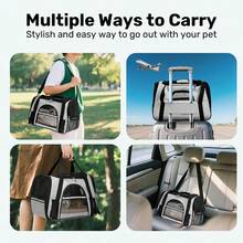 Secure Zipper Anti-Escape Pet Carrier Backpack | Spacious Ventilated Foldable Cat/Dog Travel Bag | Car & Airline Approved Collapsible Cage With Breathable Design - Light Grey - View 2