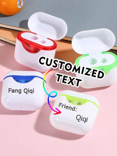 Personalized Earphone Shaped Pencil Sharpener With Dual Holes, Custom Small & Large Holes For Eyebrow Pencil & Pencil Sharpening, Back To School Supplies, School Prize Customized Pencil Sharpener