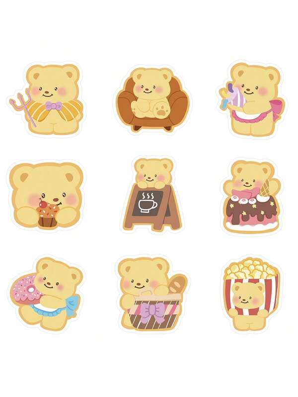 Butterbear Sticker Internet Celebrity Bear Cartoon Anime Figure Butter Bear Little Bear Image Stickers Manual DIY Puzzle Paster Mini-Game Waterproof Sticker Festival Gifts Party Gifts A Birthday Present Luggage Notebook Computer Mobile Phone Decoration Sticker New HOT Figures Water Bottle Stickers Games