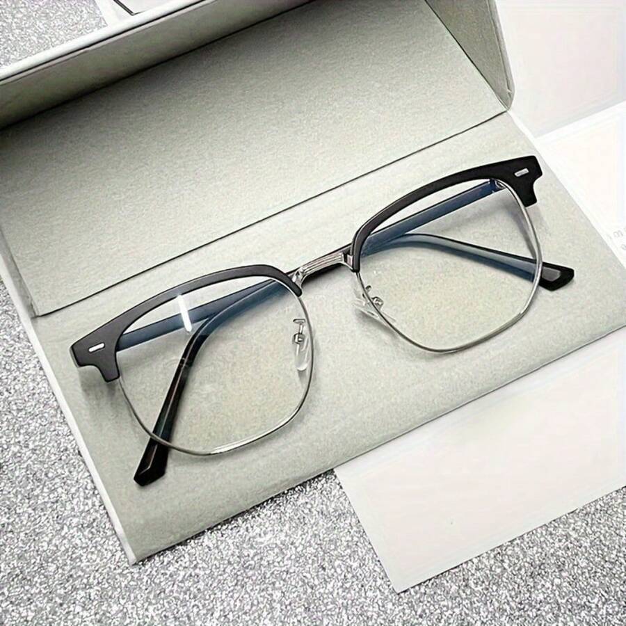 Fashionable Men's Sunglasses, Retro Half-Metal Frame Sunglasses, Classic And Simple Eye-Protection Decorative Sunglasses, An Ideal Gift Choice - Black - View 1