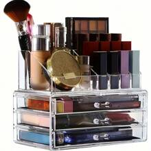 Transparent Makeup Organizer Drawers - Dust Proof, Stackable Tabletop Storage For Lip Gloss, Lipstick, Jewelry, With Clear View - Perfect Makeup Products Storage And Display