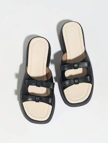 Women's Fashion Extra Light Platform Sandals, Outdoor Slippers Wedge High Heel, Party Shoes With Crystal Pearls - Black - View 9