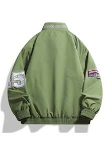 Men's Letter Embroidered Windproof Outdoor Cycling Racing Motorcycle Stand Collar Sports Jacket Fall Men Clothes