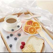 150pcs Disposable Wooden Cutlery Set - Includes 50 Compostable Forks, 50 Wooden Spoons And 50 Knives - Disposable Tableware Set For Outdoor, Party, Camping And Picnics