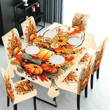Juego de 1/4/5/6/7/36 fundas de silla con estampado de temas de Halloween, flores, calabazas, adecuadas para la decoración diaria moderna de interiores, restaurantes, hoteles, fiestas, bodas, comedores, cocinas. Fundas de silla elásticas lavables para mesas cuadradas - ZYT-147 - Ver 2
