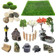 Cayway 26 PCS Outdoor Fairy Garden Miniatures Mini Zen Garden Accessories Artificial Grass Model Trees Terrarium Ornaments Dollhouse Supplies Bonsai Decorative Craft Tools Kit - as pic - View 2