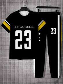 2 Pieces Deepwater 3D Digital Printed Long Pants And Short Sleeves Set, Spring And Autumn Festival Set