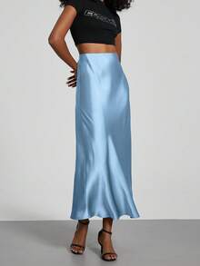 Se-Hore Fashion Women's Elastic Satin Finish Maxi Skirt, Suitable For All Seasons