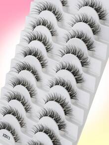 10 对 3D 人造貂皮睫毛，带猫须设计，天然交叉纤维薄翼睫毛延长，适合可爱女性日常和约会化妆条睫毛，睫毛，睫毛，假睫毛 - 眼尾拉長款 - 查看 6