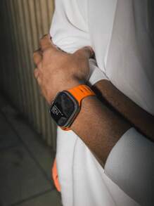 1 Peça Pulseira Compatível com Apple Watch Ultra 2 49mm 41mm 45mm 42mm 46mm 38mm 49mm 40mm 44mm, Pulseira de Silicone FKM Macia para Homens e Mulheres, Fivela Quadrada Esportiva, Compatível com Séries 11 10 9 8 7 SE 6 5 4 3