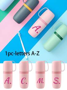 1 pezzo Custodia per spazzolino da denti portatile in oro rosa con lettere da A a Z, rosa, per mantenere il tuo spazzolino da denti pulito e in viaggio! Porta spazzolino da denti da viaggio, copertura portatile per bicchiere dello spazzolino da denti, adatta per viaggi, campeggio, viaggi di lavoro e scuola, porta spazzolino da denti multifunzione, articoli da viaggio per vacanze