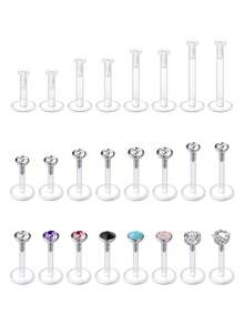 Casual Clear Piercing Retainers Bioflex Nose Rings Belly Rings Septum Eyebrow Lip Cartilage Tragus Earring Retainer Industrial Bar Plastic Piercing Jewelry For Work, Clear Nose Studs Clear Nose Rings For Work Clear Nose Piercing Plastics Nose Retainer Nose Ring Spacers Nose Rings Retainer Septum Retainer Clear Lip Rings Plastic Earrings Studs - Clear - View 17