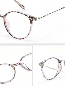 1 件圆形豹纹塑料和金属 Y2K 优雅知性 Ins 风格女士透明眼镜，适合驾驶日常生活返校办公室装商务休闲女士时尚配饰，适合所有脸型